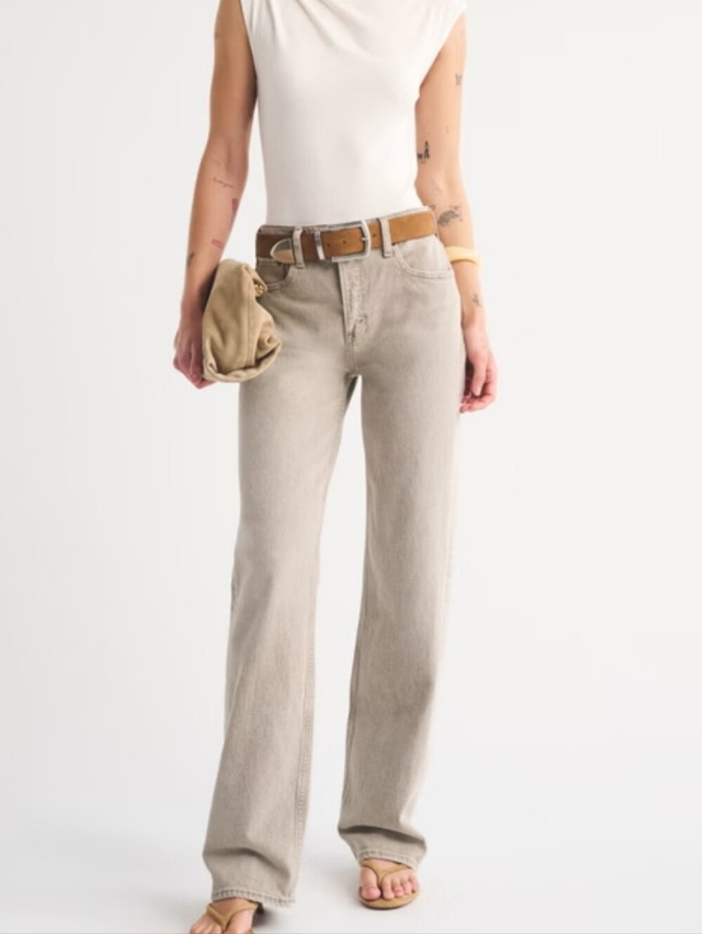 Abercrombie & Fitch The 90s Relaxed Jeans High Rise Gray Stone Size 18 Short